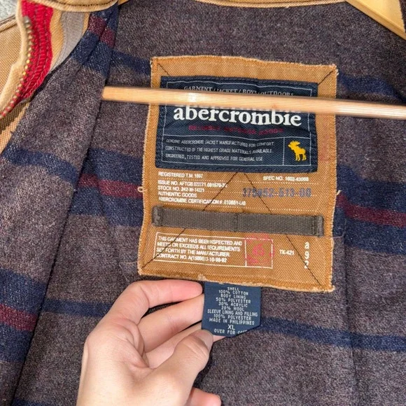 VTG Y2K Abercrombie Boys XL Tan Canvas Blanket Lined Work Utility Jacket‎